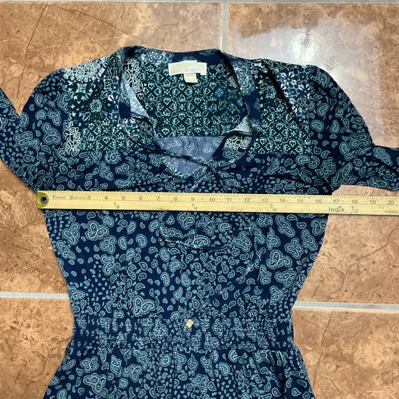 Michael Kors Long Sleeve V-Neck Navy Floral Maxi Dress - Picture 4 of 6